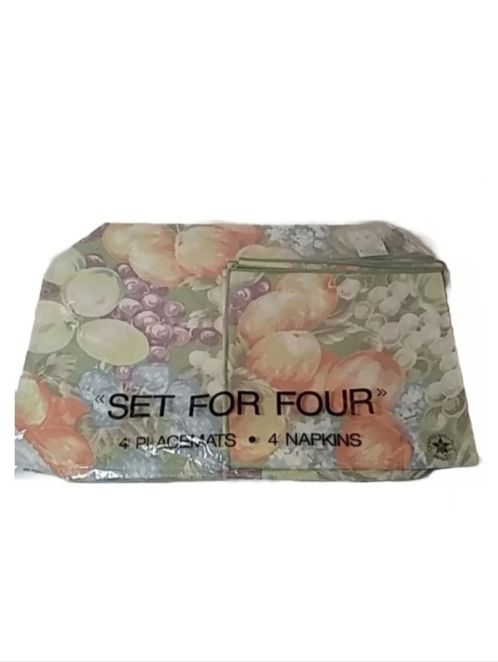 Cloth Placemat & Napkin Set (4) Fruit Theme Multicolor | EUC